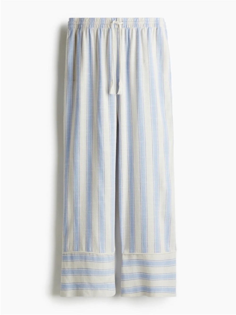 H&M Wide Leg Striped Pajama Pants in Light Blue and Cream